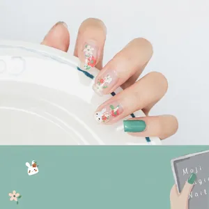Self-adhesive 5D ultra-thin nail stickers with cute rabbit and floral designs