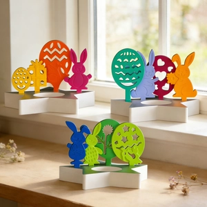Easter rabbit and egg silicone mold set with star-shaped candle holder base for DIY resin