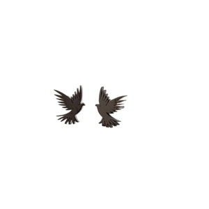 Vintage stainless steel bird stud earrings featuring a minimalist flying hummingbird design