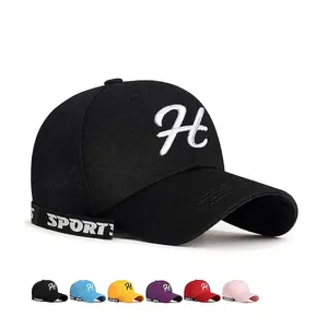 Baseball Cap Polyester Embroidered H Letter Sports Ribbon Strap Adjustable Sun Protection Outdoor Casual For Men Women