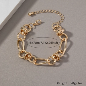 Detail showing dimensions 18+7cm and 28g weight for gold men's chunky chain bracelet