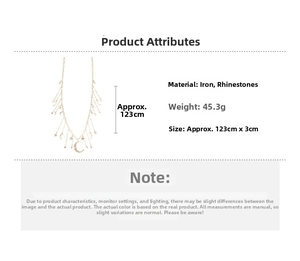 Detailed specs of gold waist chain with star and moon charms and rhinestone details