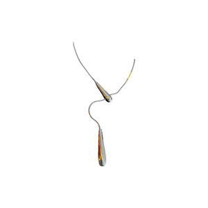 Minimalist silver teardrop metal necklace with two polished drop pendants on a fine chain