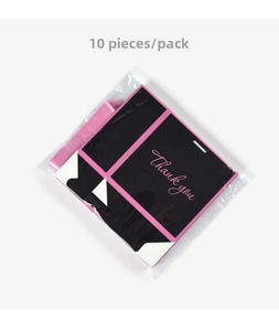 Pack of 10 pink and black gift bags with Thank You print and matching ribbons