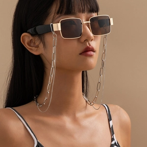 Alloy Glasses Chain Double Layer Metal Paperclip Link Eyewear Strap Geometric Punk Hip Hop For Women