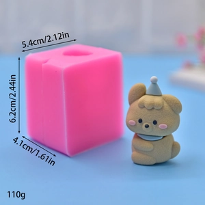 DIY cartoon dog silicone mold for crafts and candles with finished puppy display