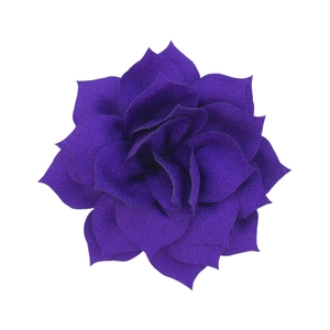 Detail of 8cm layered fabric lotus flower in deep purple for DIY headbands and hair crafts