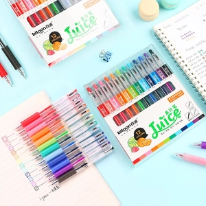 12-color 0.5mm retractable gel pen set with transparent barrels and colorful grips