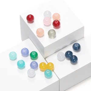 Detailed view of 8mm multi-color imitation jade glass beads for DIY jewelry making