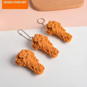 Simulated Fried Chicken Keychain PVC Food Model Bag Pendant Novelty Key Ring Gift Decor Funny Realistic