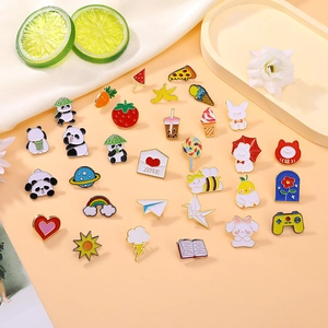 Cute Japanese Cartoon Enamel Brooch Pin For Kids Students Zinc Alloy Animal Fruit Badge Backpack Clothing Accessory Jewelry