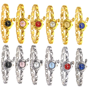 Women's quartz watch collection with heart shaped link bracelets in assorted colors