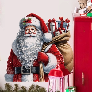 Christmas Santa Claus wall sticker for festive living room decoration on light wall