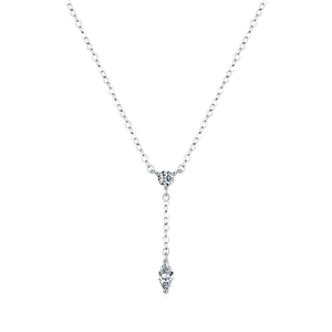 Élégant collier en Y en argent 925 avec pendentif scintillant en zircone goutte d'eau
