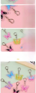 Détails des porte-clés papillon en acrylique coloré avec anneau en métal robuste