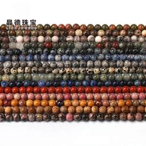 Macro shot of assorted natural stone round beads for DIY jewelry making sets