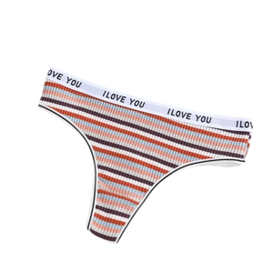 Perizoma in cotone a coste a righe con elastico I LOVE YOU per donna in diversi colori