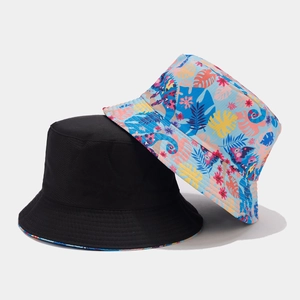 Cappello da pescatore con stampa tropicale e nero per protezione solare e outdoor