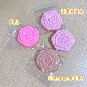 Set of rose-shaped vanity mirrors in pink and champagne shades with clear floral details