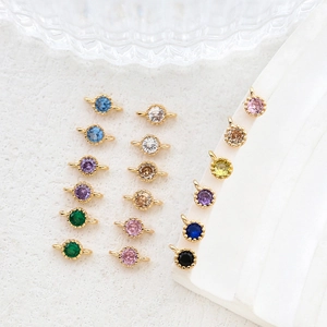Gold plated colorful cubic zirconia charms for DIY necklace and bracelet jewelry making