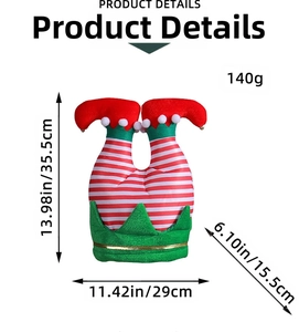 Détail de la décoration de Noël pattes d'elfe rayées avec dimensions et mesures