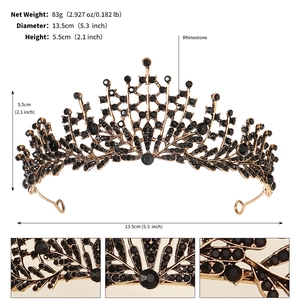 Detailed dimensions of golden rhinestone crown with 13.5cm diameter and 5.5cm height