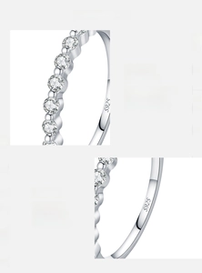 Macro shot of S925 sterling silver stamp and sparkling VVS1 moissanite stones