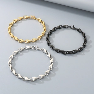 Hip-Hop-Armbänder aus Edelstahl in Gold, Silber und Schwarz mit Rauten-Kettengliedern