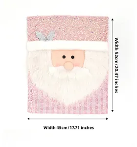 Pink Santa Claus chair cover with sequins and plush beard, measuring 52x45cm