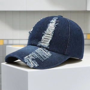 Distressed Denim Baseball Cap For Men Women Vintage Ripped Washed Cotton Sun Hat Adjustable Outdoor Hip Hop Tongue Hat