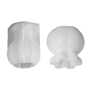 Two-piece silicone resin molds with floral and ruffle vase designs for DIY crafts