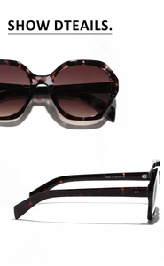 Detail view of tortoiseshell oversized sunglasses frame and inner temple model 95382 C2