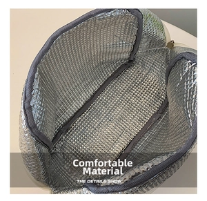 Detail view of thickened aluminum foil insulation lining with honeycomb texture and zipper