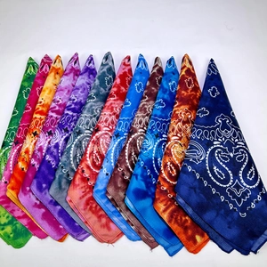 Set of 12 tie-dye paisley bandanas in various colors for outdoor cycling and hip-hop