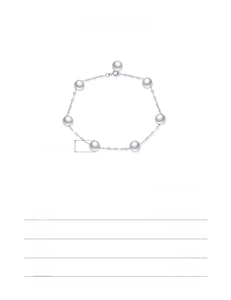 Detail specifications of S925 silver bracelet with seven 8mm white pearls and dimensions
