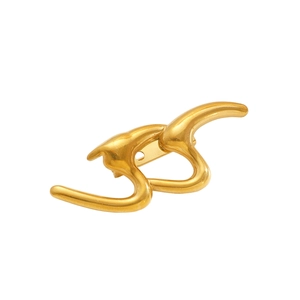 Artistic gold-tone abstract brooch with surrealist design and high-polished metallic finish