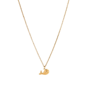 Elegant gold whale pendant necklace with a small sparkling crystal for women