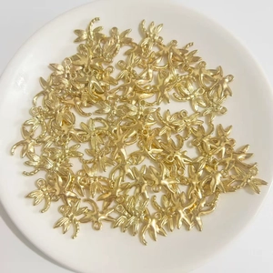 Golden dragonfly charms in plastic ABS plating for DIY jewelry and accessory making