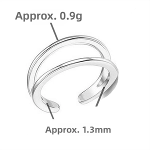 Detail view of minimalist double-layer 925 silver toe ring showing 1.3mm thickness