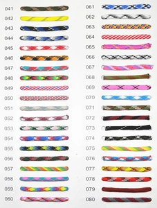 Detailed color chart showing various braided anchor bracelet rope options with numeric codes