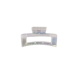 Iridescent laser-colored transparent shark hair claw clip in a minimalist rectangular design