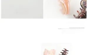 Close-up of heart-shaped acetate hair claws in pink and tortoise shell with rhinestones