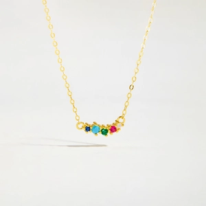 Minimalist S925 sterling silver rainbow arched necklace with colorful zircon stones