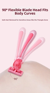 Détail du rasoir rose avec tête pivotante à 90 degrés pour les courbes sensibles