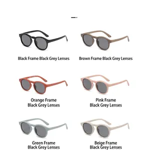 Polarized retro round baby sunglasses with flexible silicone frames in six matte colors