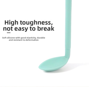 Close-up of flexible silicone spatula tip showing extreme 90-degree bending durability