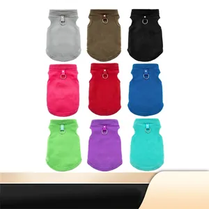 Pet Warm Fleece Vest Harness Clothing For Cats Small Medium Dogs Sleeveless Winter Jacket With Metal D Ring Plaid Solid