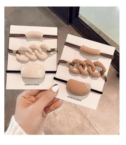 Minimalist 9-piece hair tie set in milk tea colors with high-elastic rubber bands