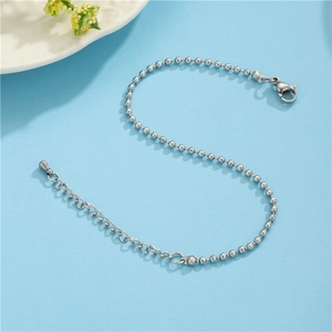 Minimalist 304 stainless steel ball bead chain bracelet with adjustable lobster clasp