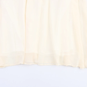French style V-neck dress with sweet ruffles and flare sleeves in cream chiffon fabric